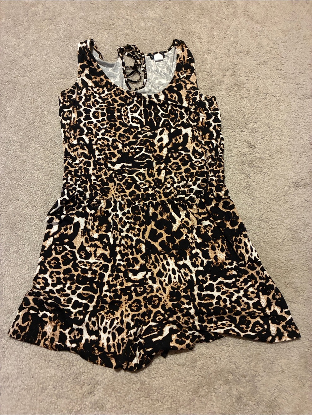 Leopard Romper Tank in Black and Brown print